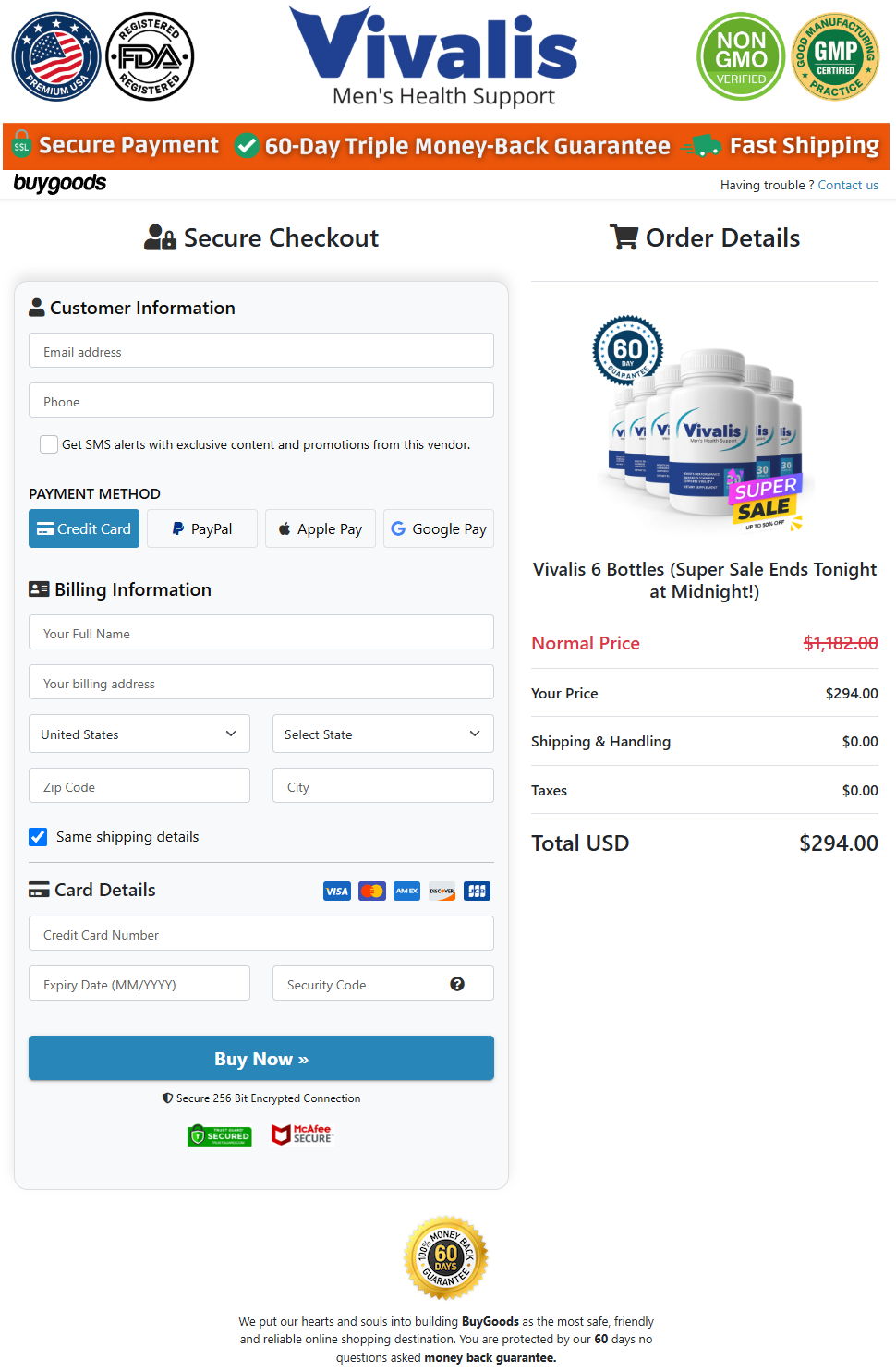 Vivalis BuyGoods checkout page